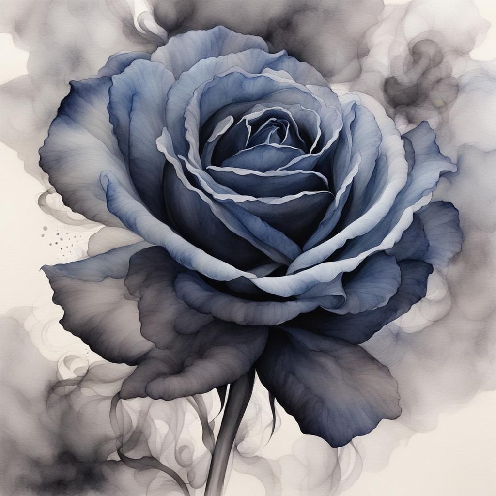 Ethereal Smoke Rose in Watercolor