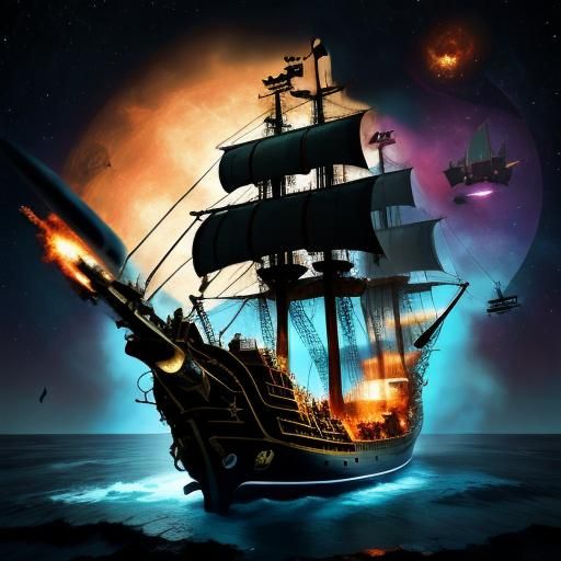 17th-Century Pirate Ship in Majestic Style