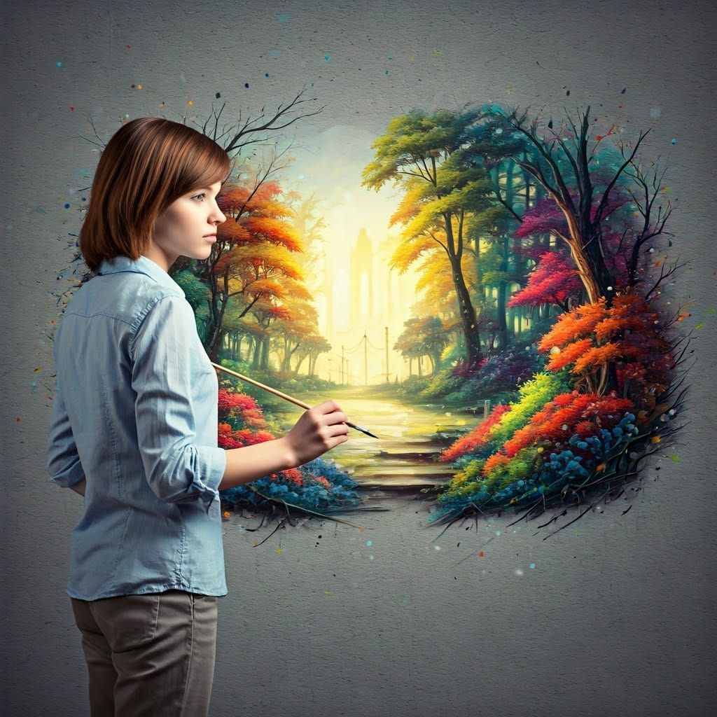 Artist Unveiling a Vibrant World in Charcoal Drawing