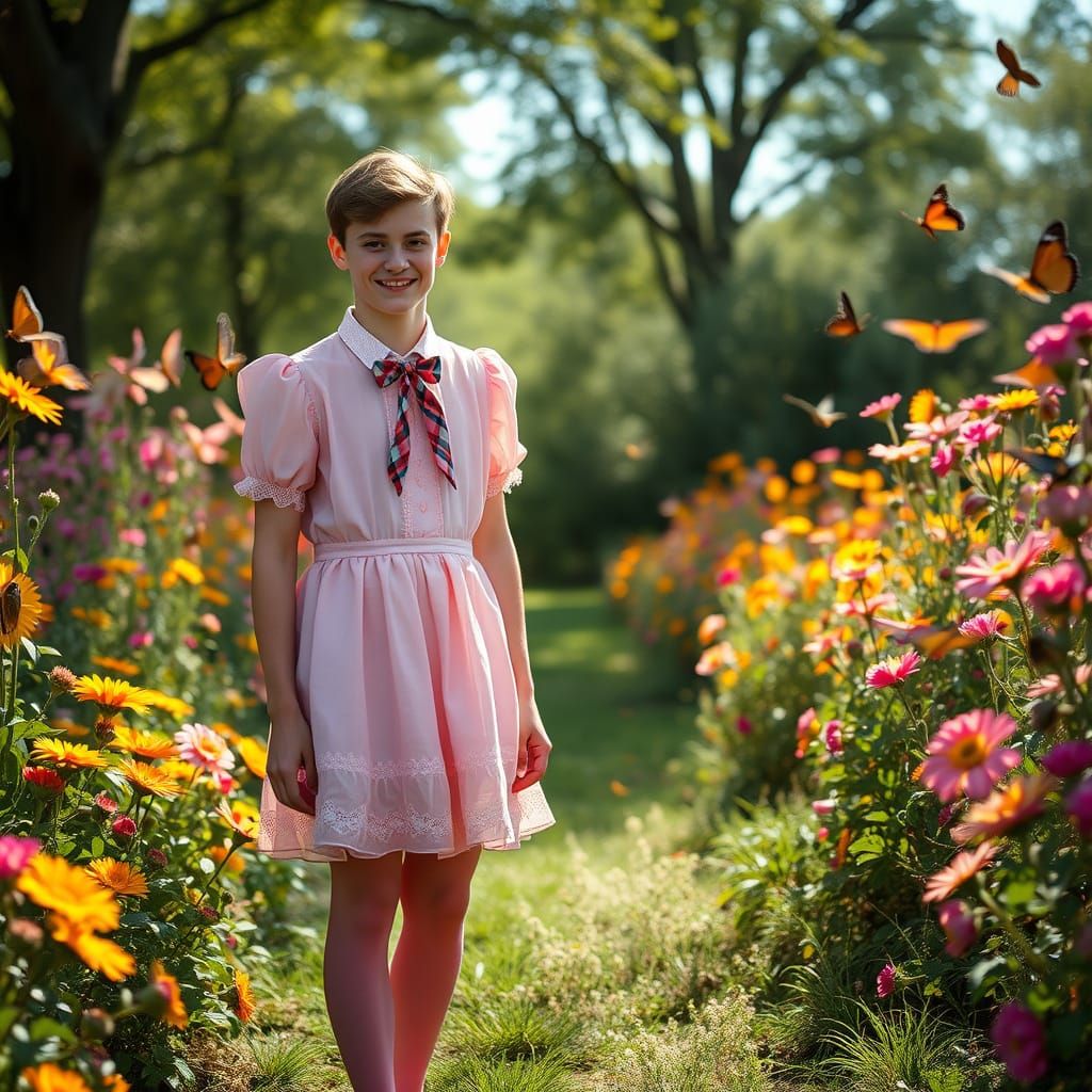 Whimsical Young Man in a Floral Wonderland