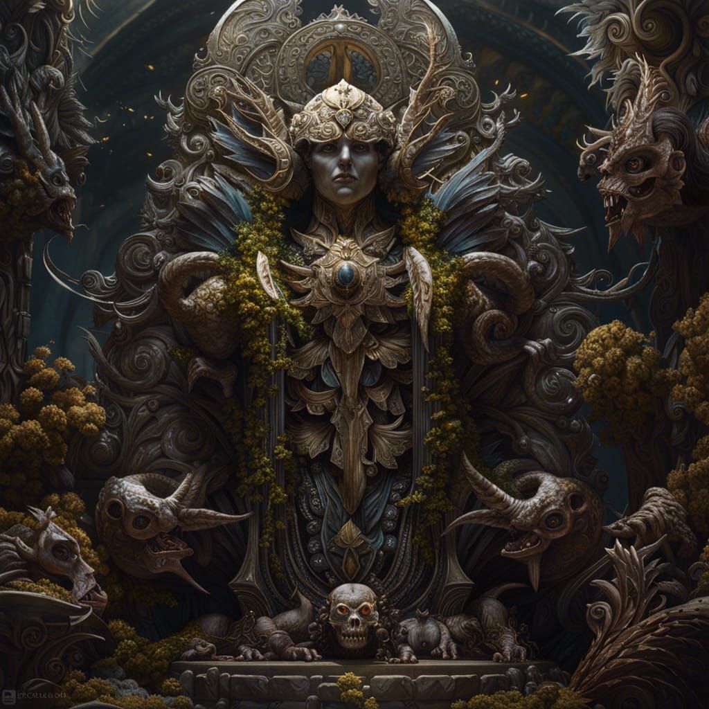 Gnostic Yaldabaoth in Mixed Media