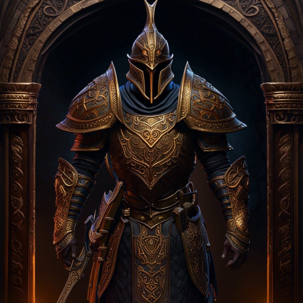 Hyperdetailed Dwemer Guard in Dark Fantasy Style