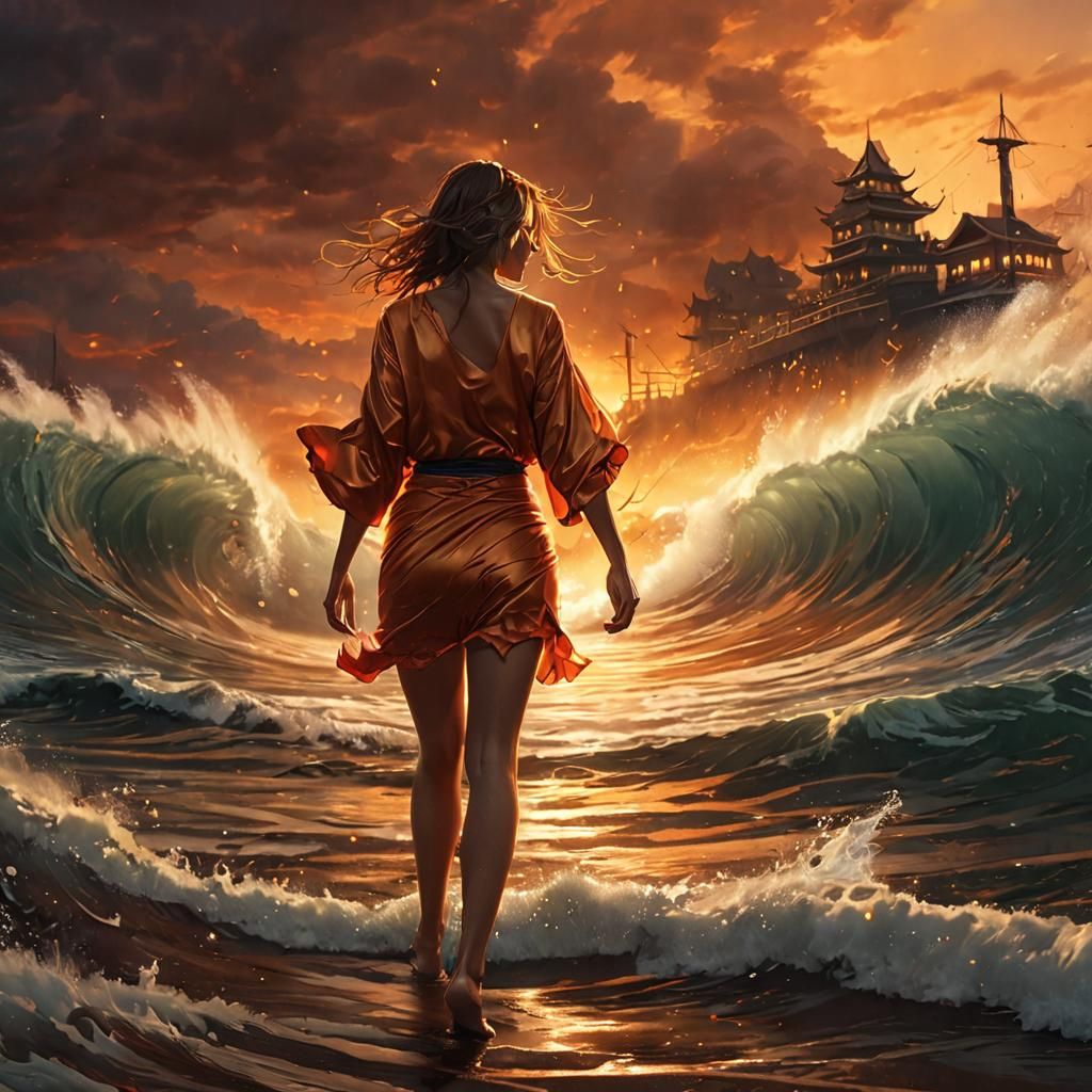 Fierce Hydromaniac Walks Away From Tsunami: Digital Art