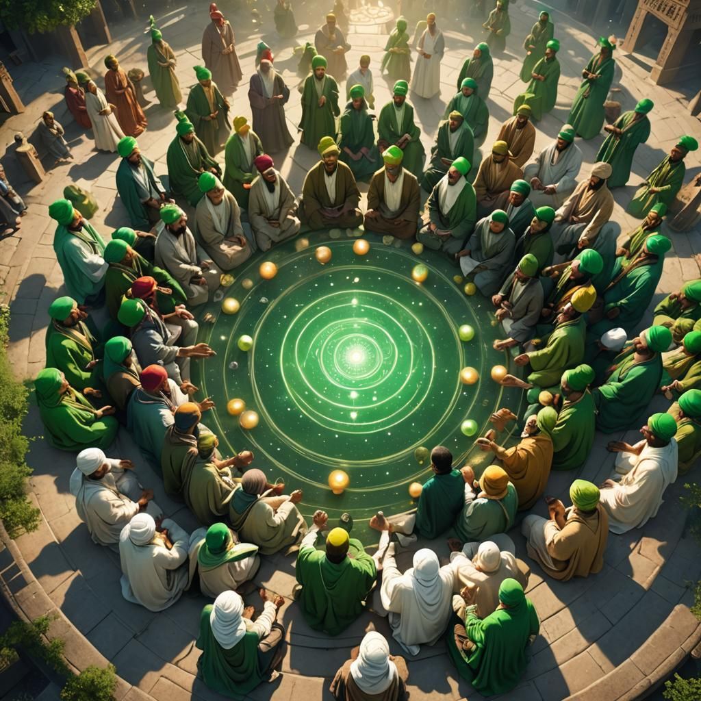 Sufi Meditation Circle with Angels: Fantasy Concept Art