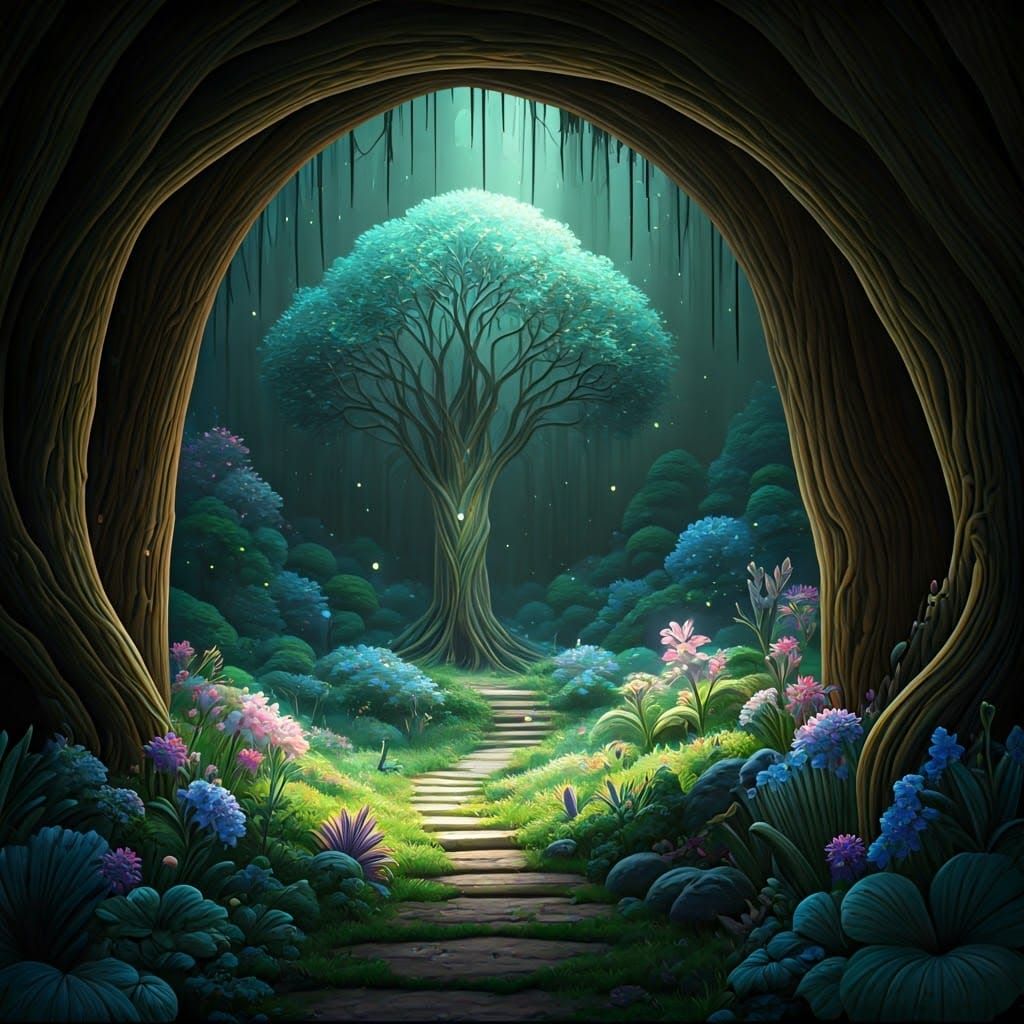 Mystical Garden in a Hidden Forest Glade