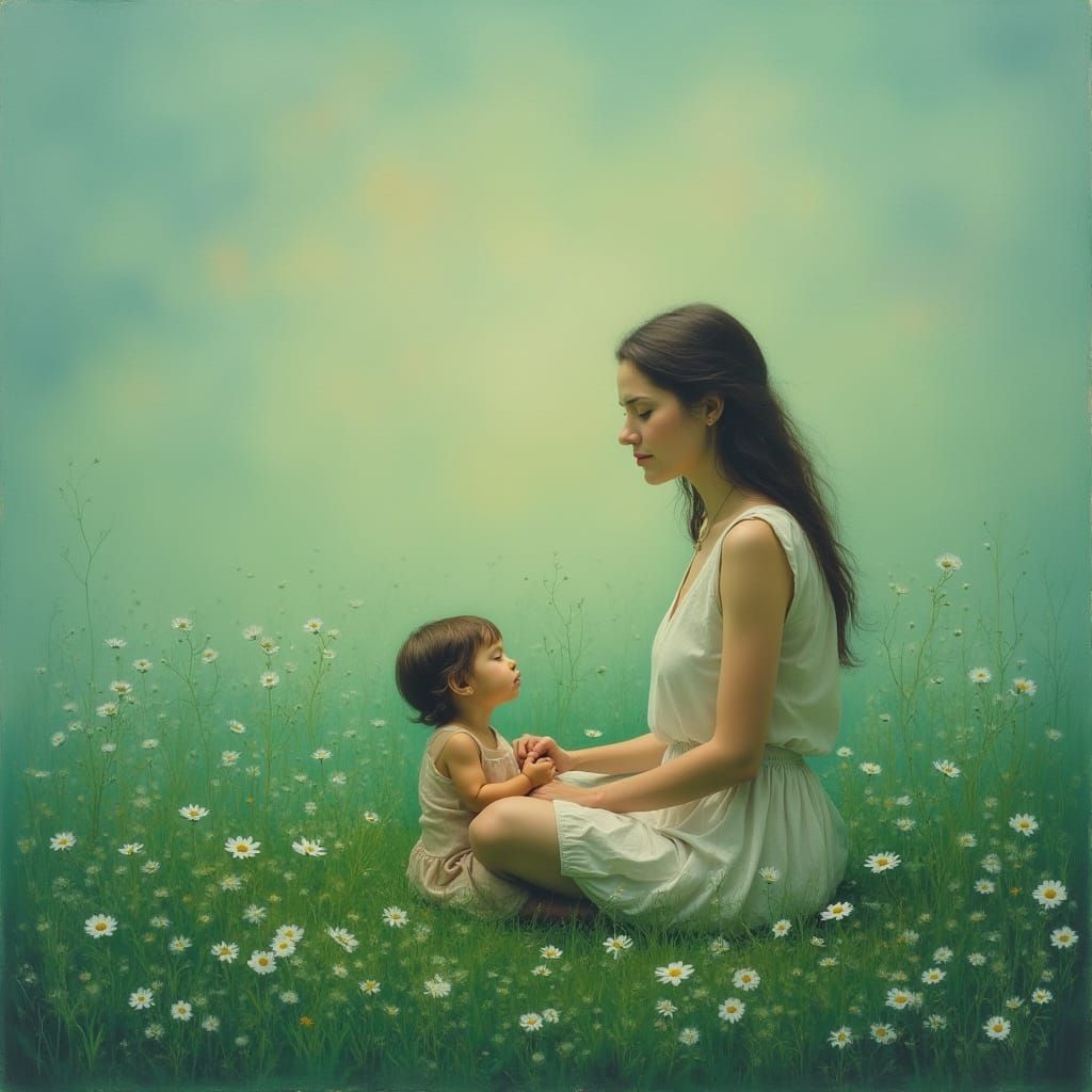Surrealist Landscape with Compassionate Mother and Inner Chi...