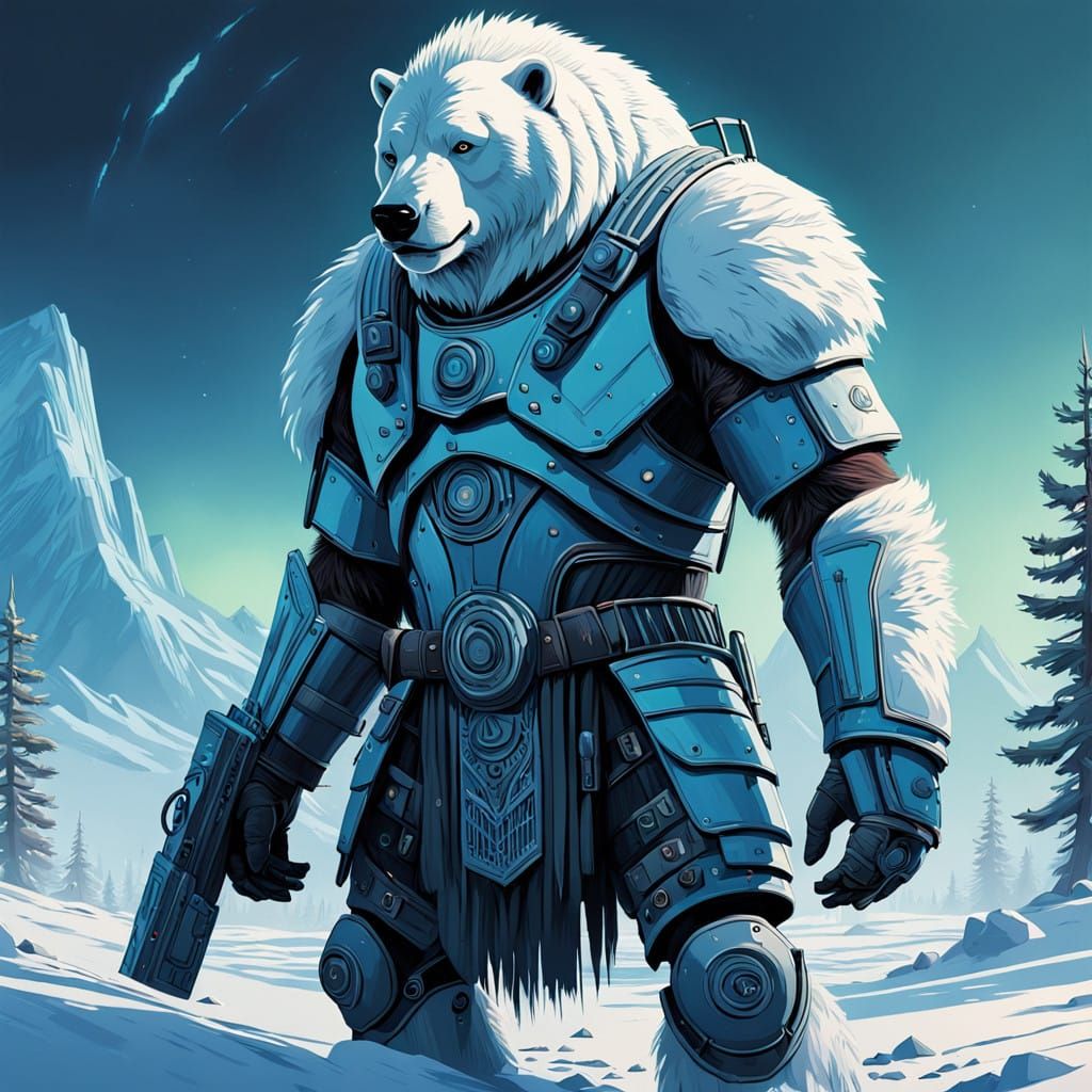 Nordic Warrior Stands Back-to-Back with a Fierce Polar Bear ...