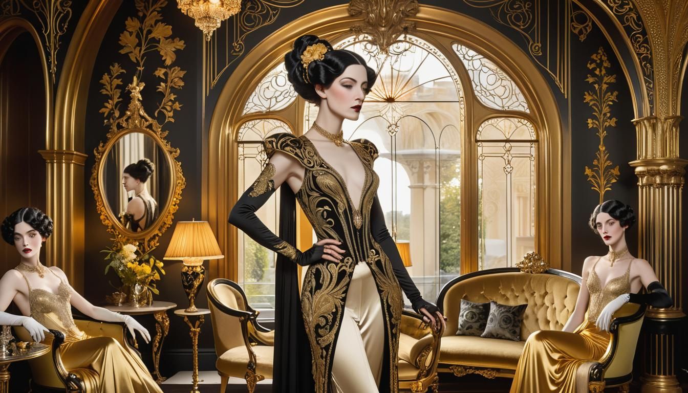 Androgynous Philomena Surrounded by Refined Society Women