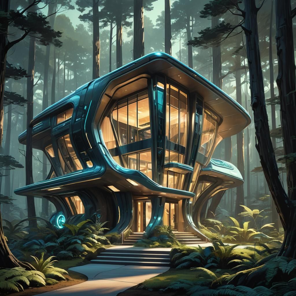 Bioluminescent Eco-Architecture: Alien House in Forest