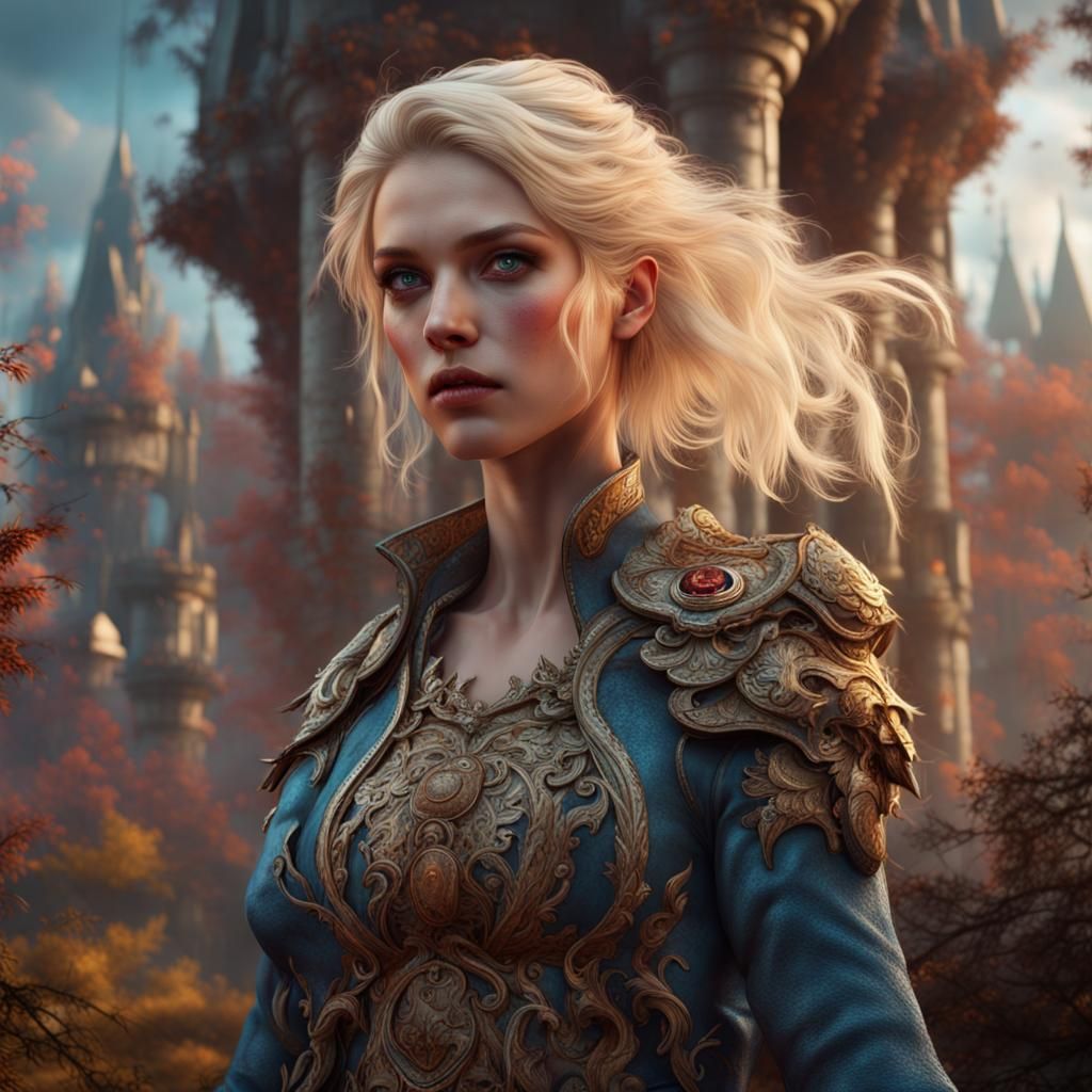 Blonde Woman Surrounded by Multicolored Dust