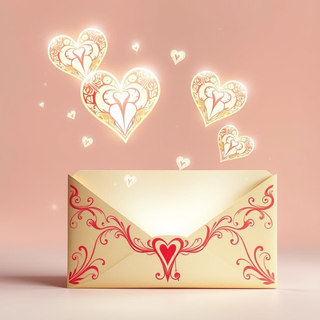 Whimsical Valentine's Day Card in Art Deco Style