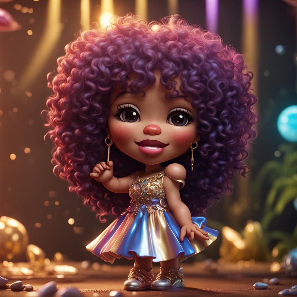 Hyperrealistic Chibi Donna Summer: Detailed Matte Painting