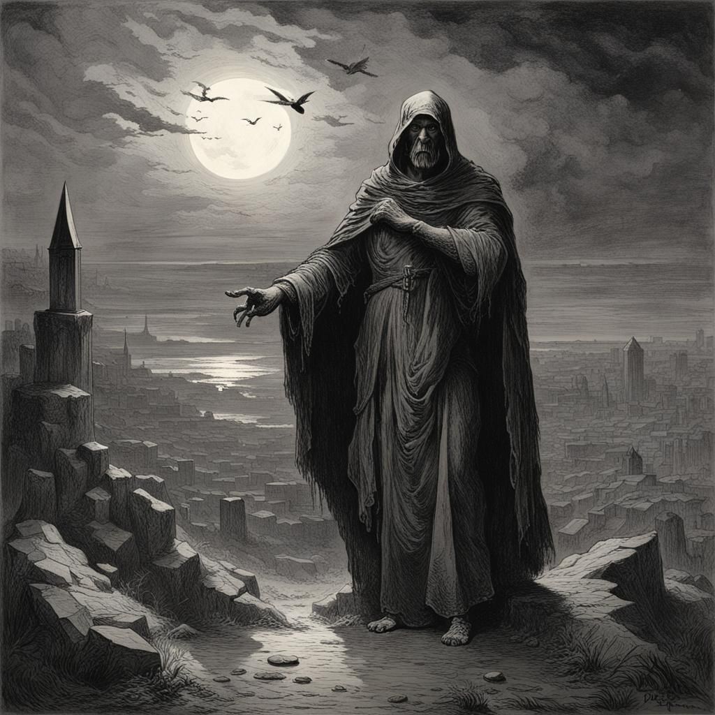 Hope and Horror Engraving in Doré Style