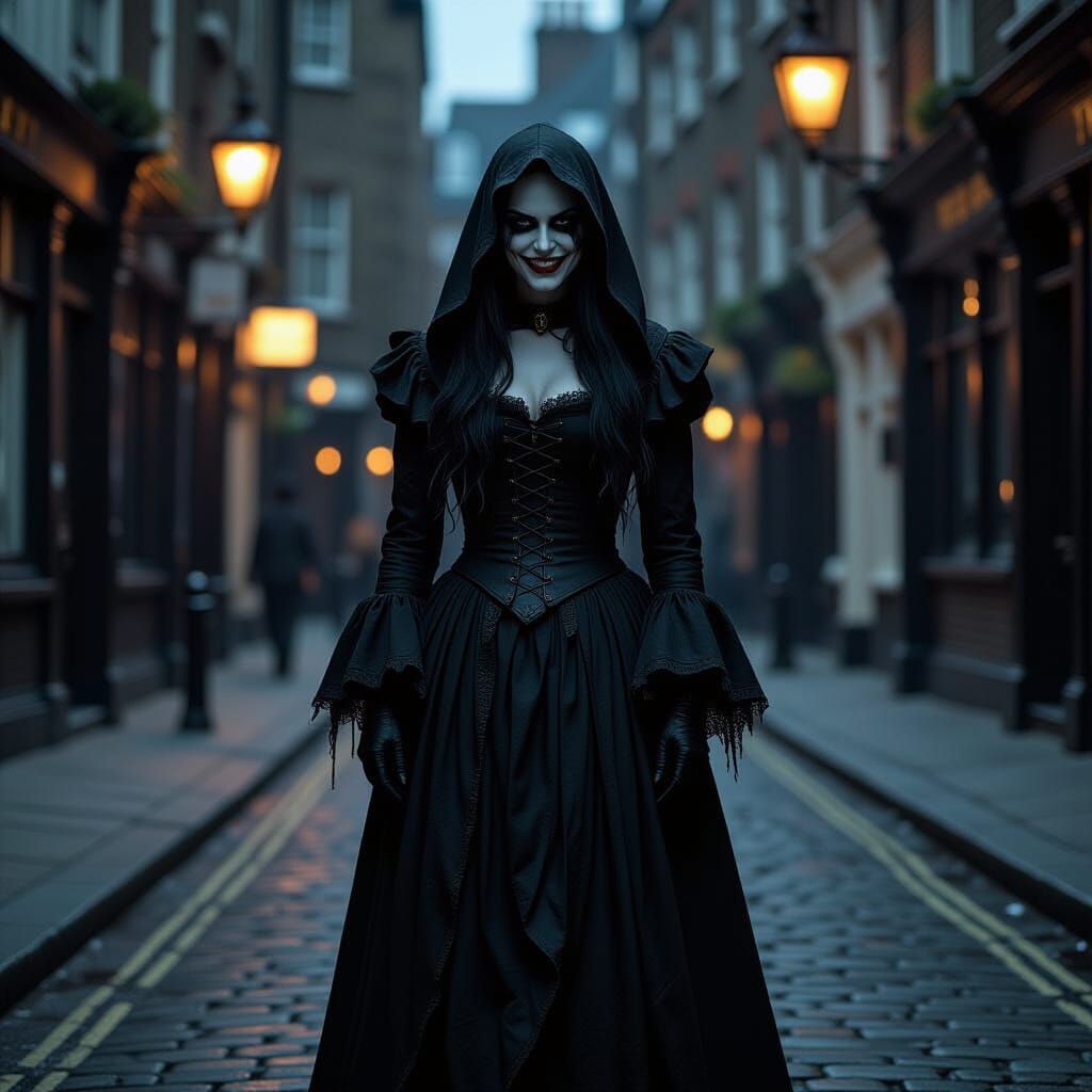 Female Jack the Ripper in Dark London Street