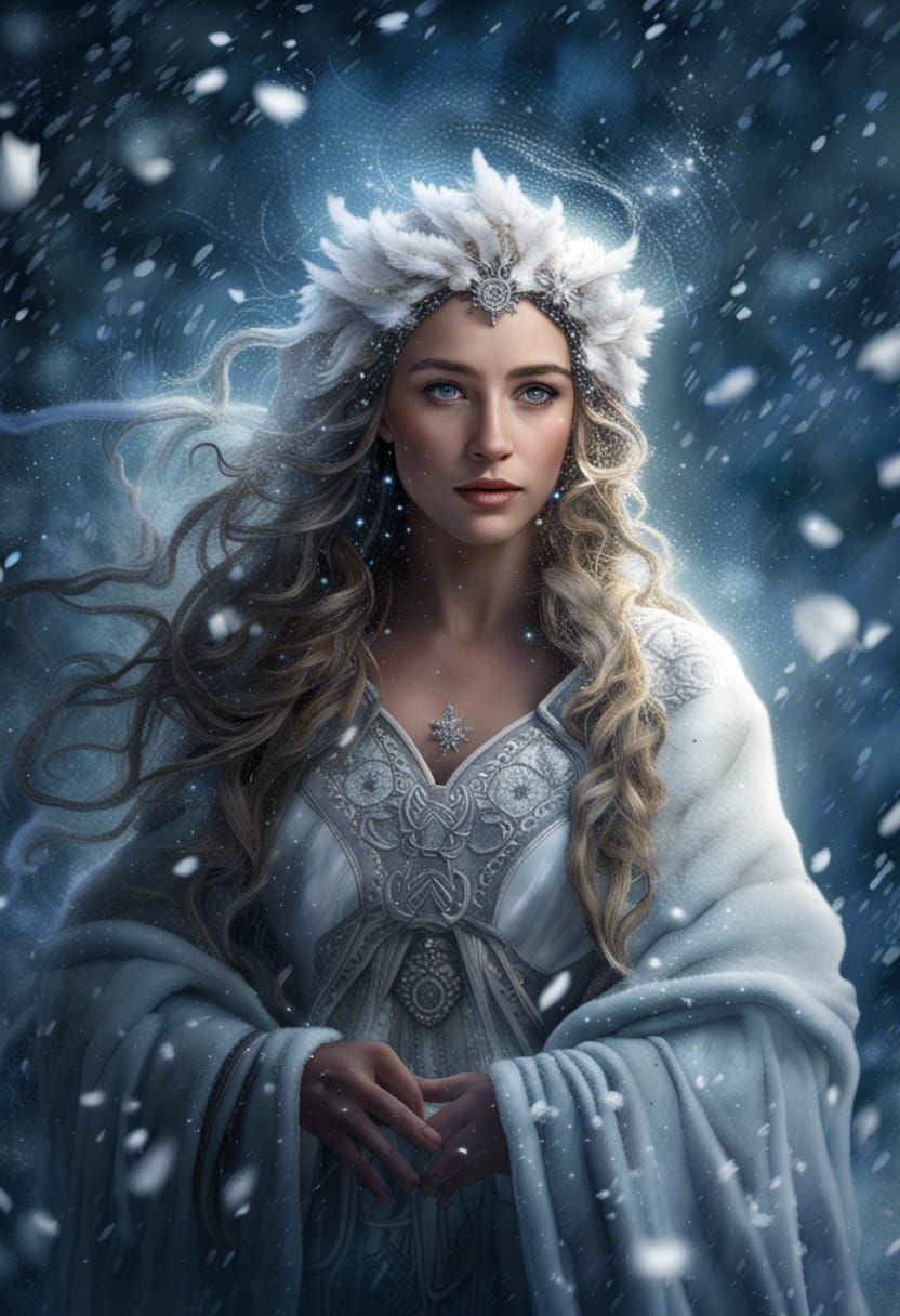 A portrait of Khione, the Greek goddess of snow.