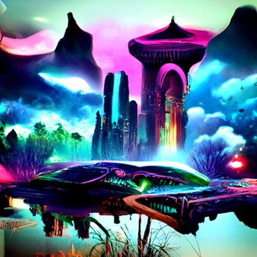 Intricate Alien City Digital Illustration
