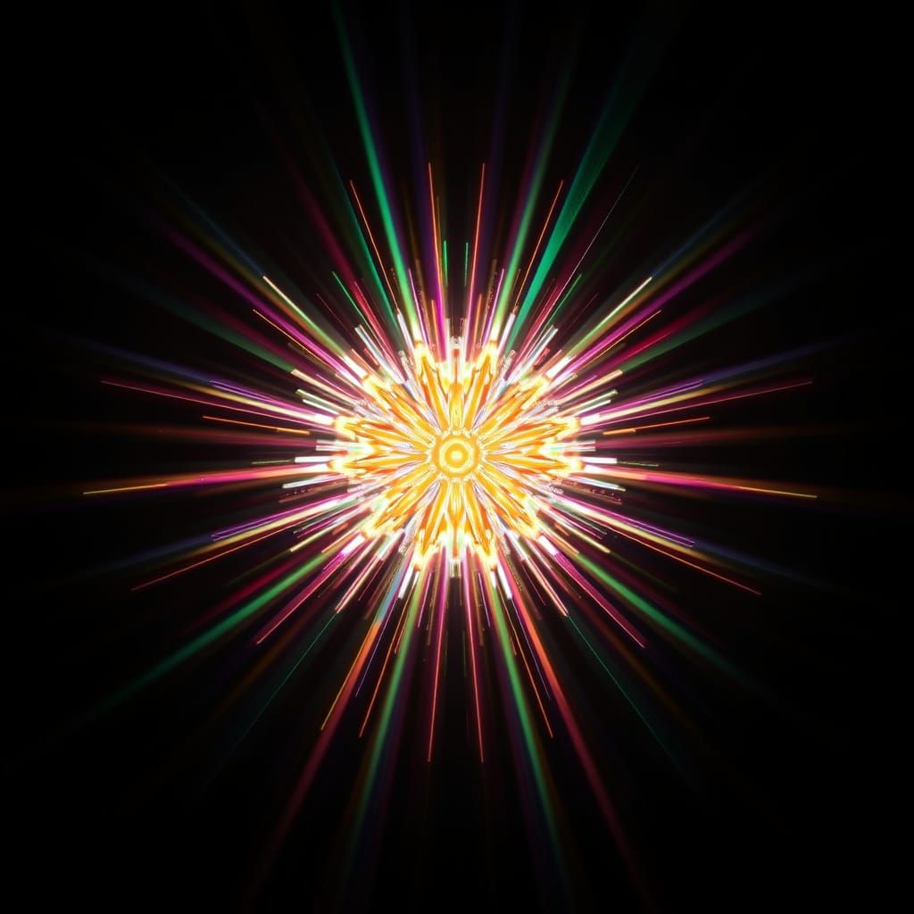Radiant Rainbow Light Burst in Sci-Fi Style