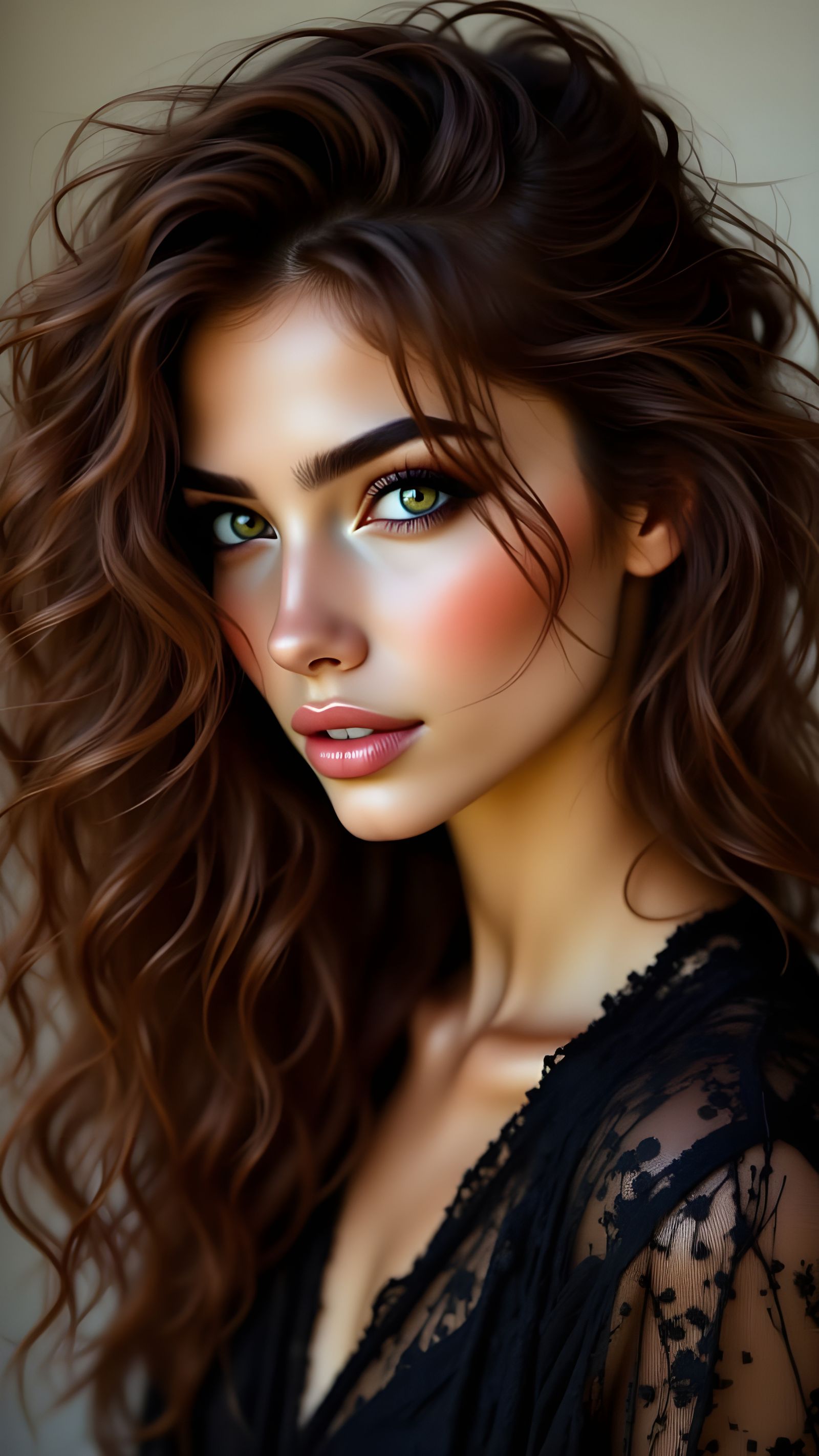 Enchanting Fantasy Portrait of a Dreamy Woman in a Transpare...