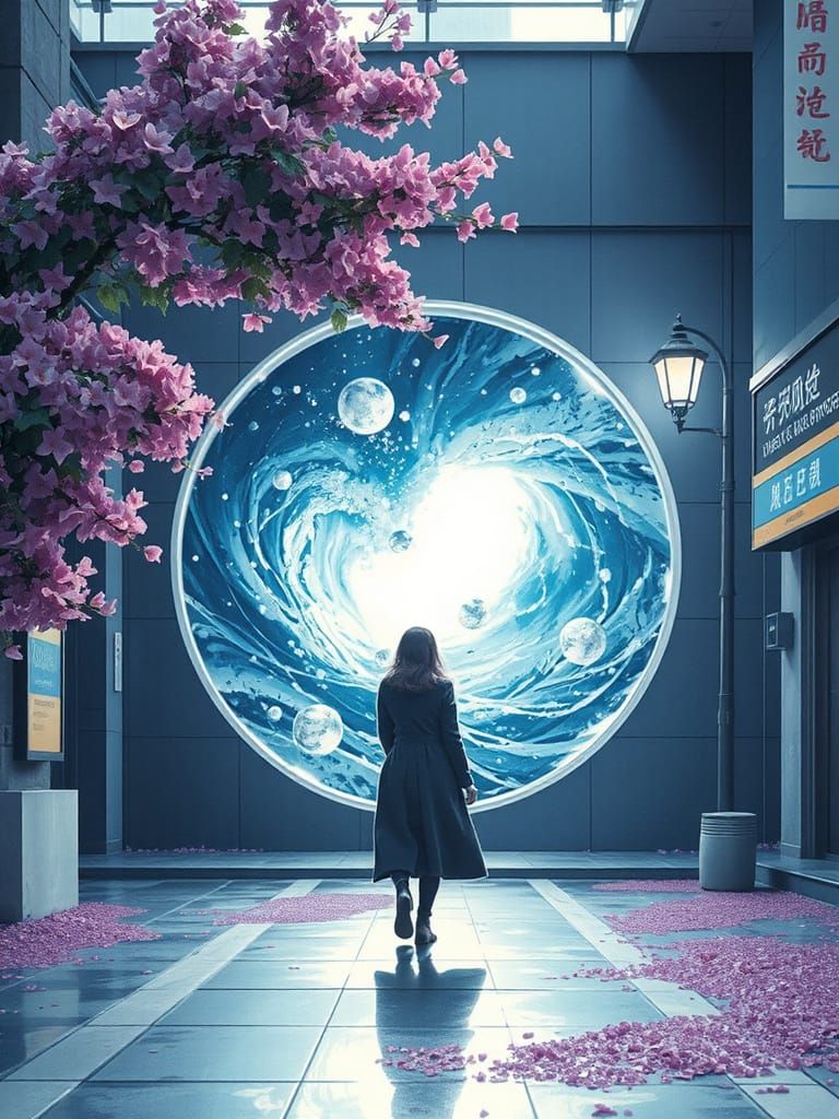 Dreamlike Portal Opens on City Street