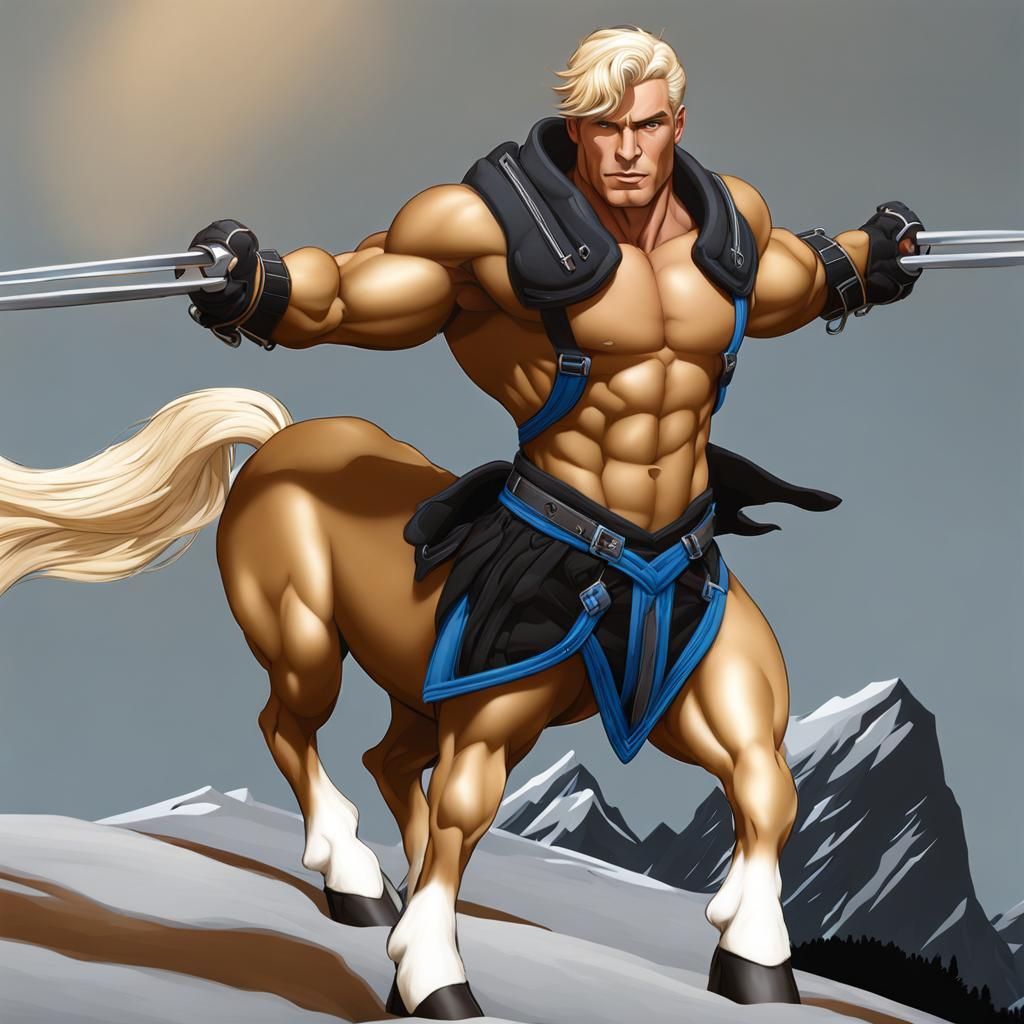 Hyper-Realistic Muscular Centaur on a Mountaintop