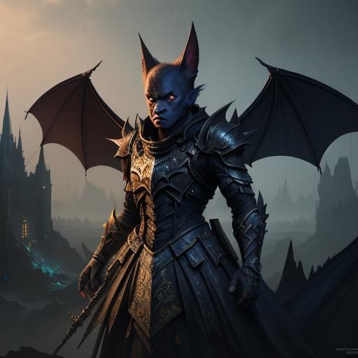 Detailed Bat Matte Painting in Deep Color