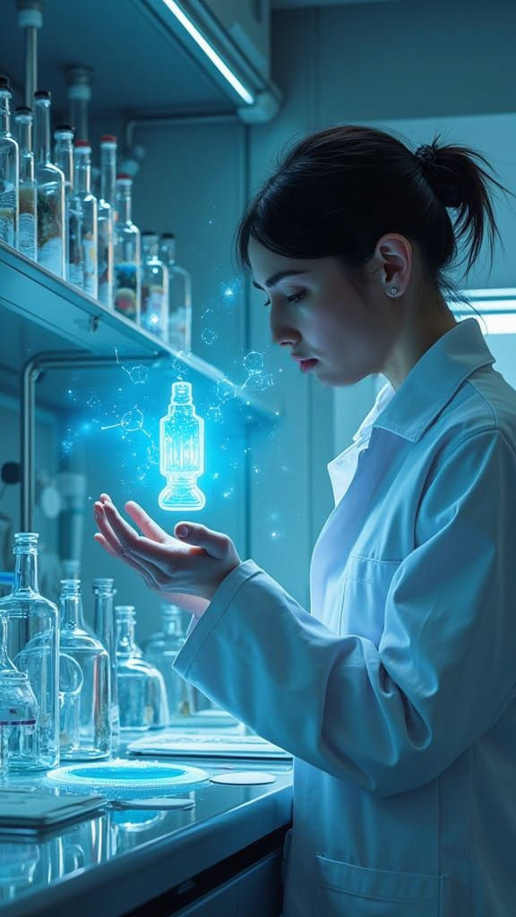 Surreal Medical Experiment in a Futuristic Laboratory