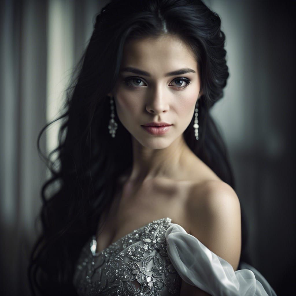 Portrait of a Beautiful Woman in Ball Gown