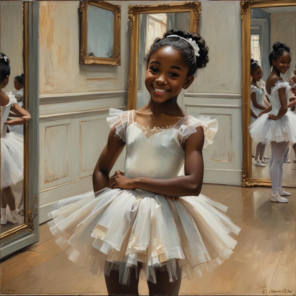 Happy Ballerina in Ballet School, Degas Style
