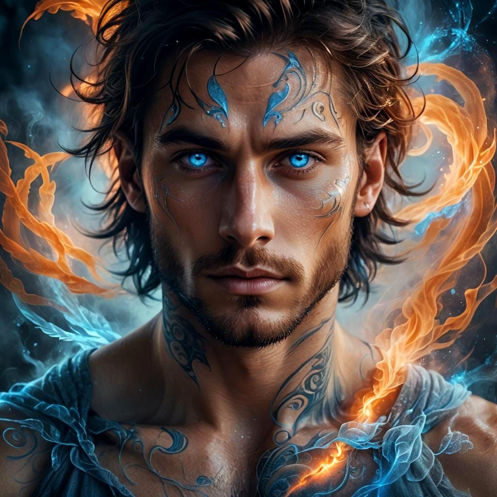 Ethereal Man Portrait in Fantasy Art Style