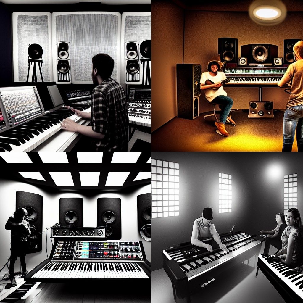 People Working in Music Recording Studio, Photorealism