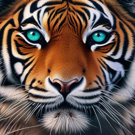 Surreal Tiger Portrait in Visionary Art Style