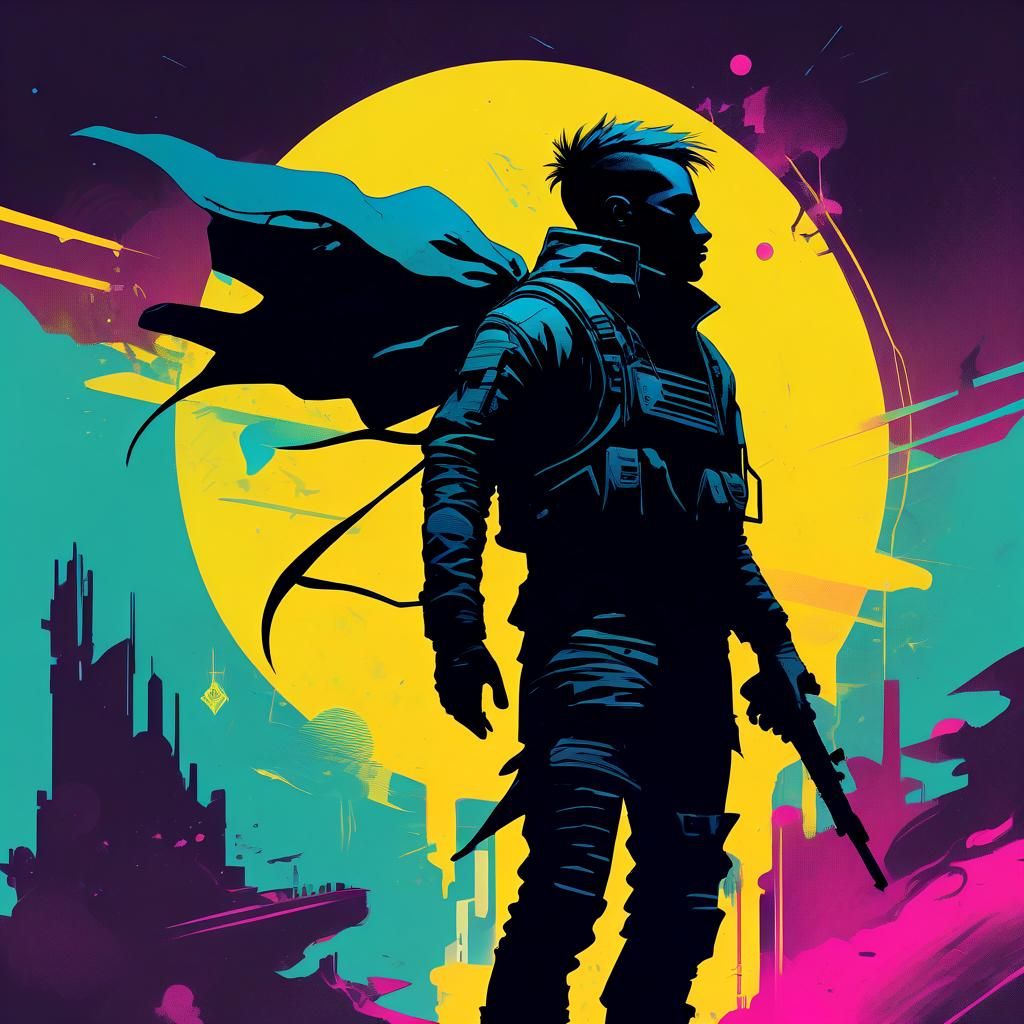 Aetherpunk Book Cover: Heroic Silhouette in Dark Fantasy