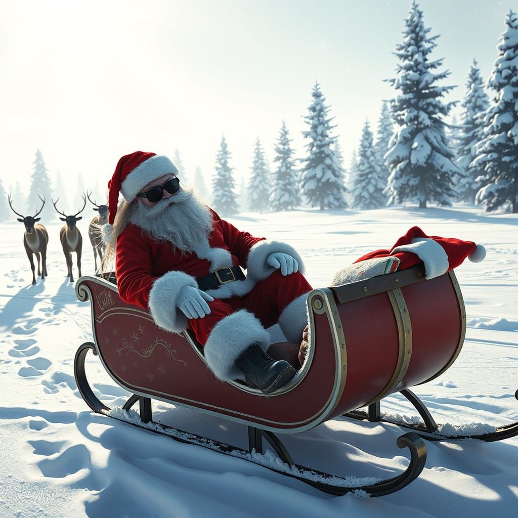 Santa Claus Surprised on Christmas Eve Morning