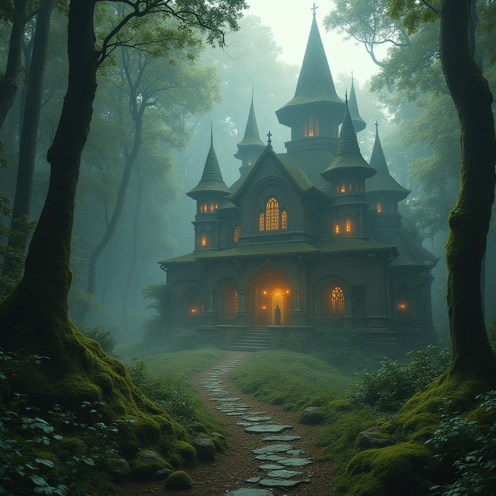 Ancient Magic Academy in Enchanted Forest Vista