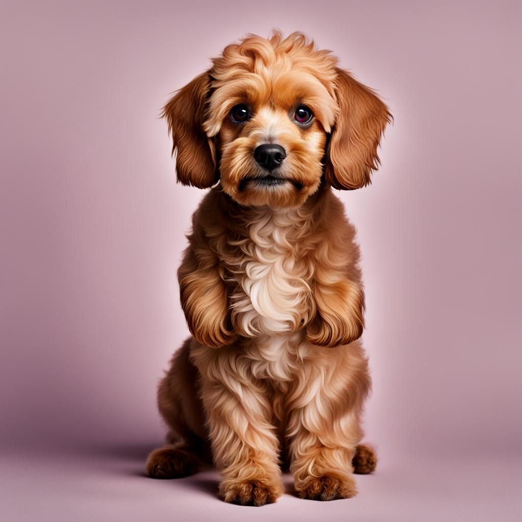 Toy Cavoodle Dog in Warm Portrait Lighting