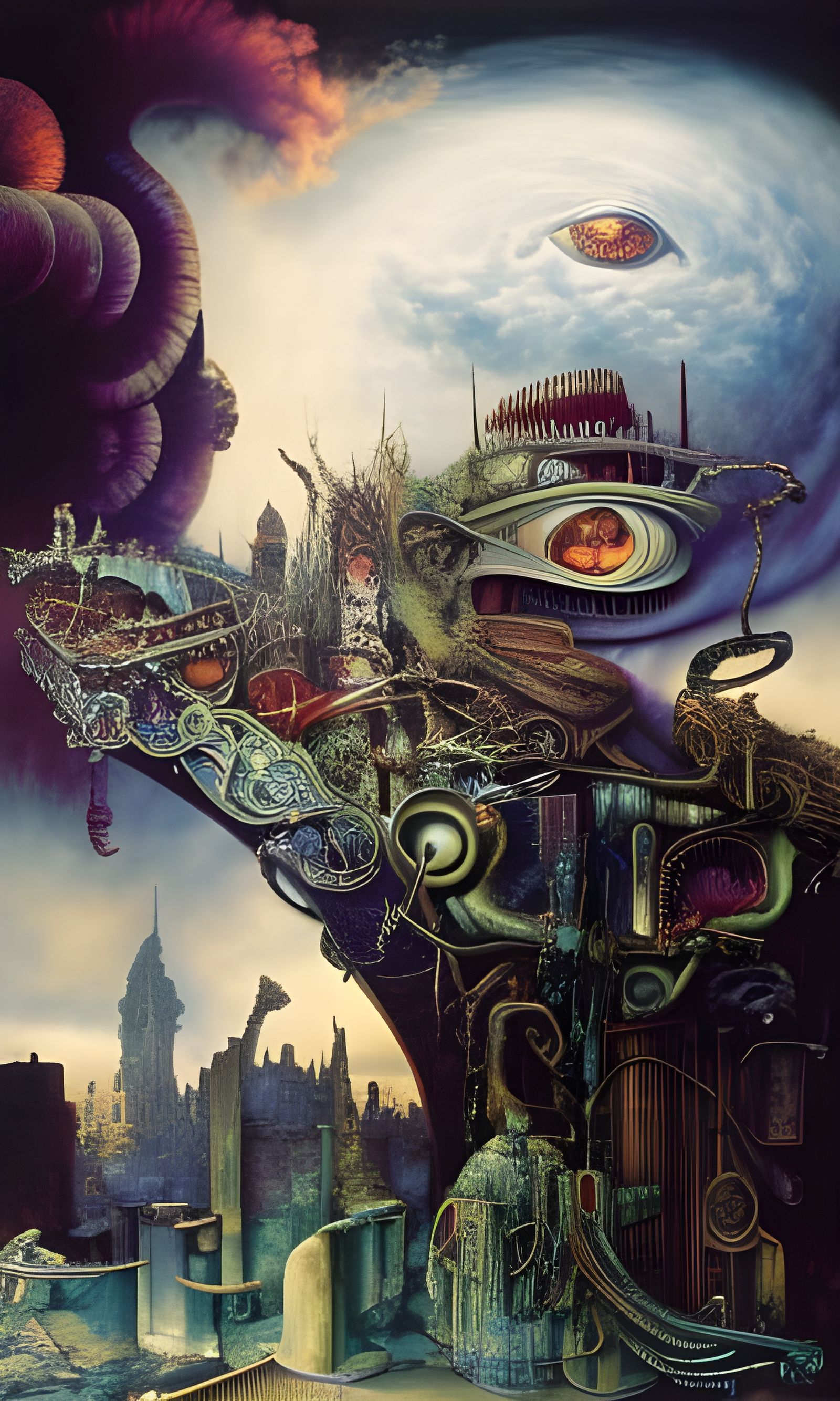 Jekyll to Hyde Transformation in Psychedelic Art Deco Style