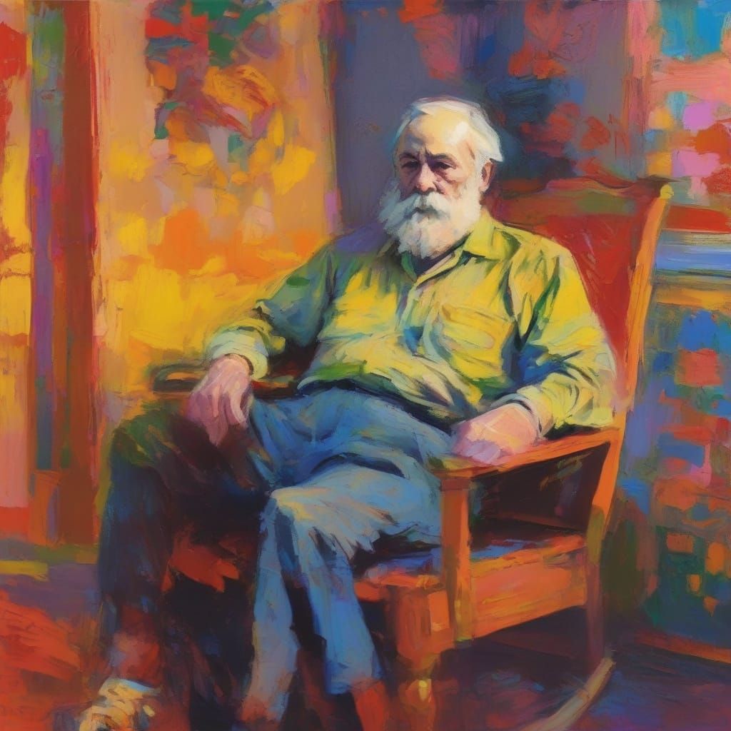 Sailor in Rocking Chair: Impressionist Pop Art Portrait