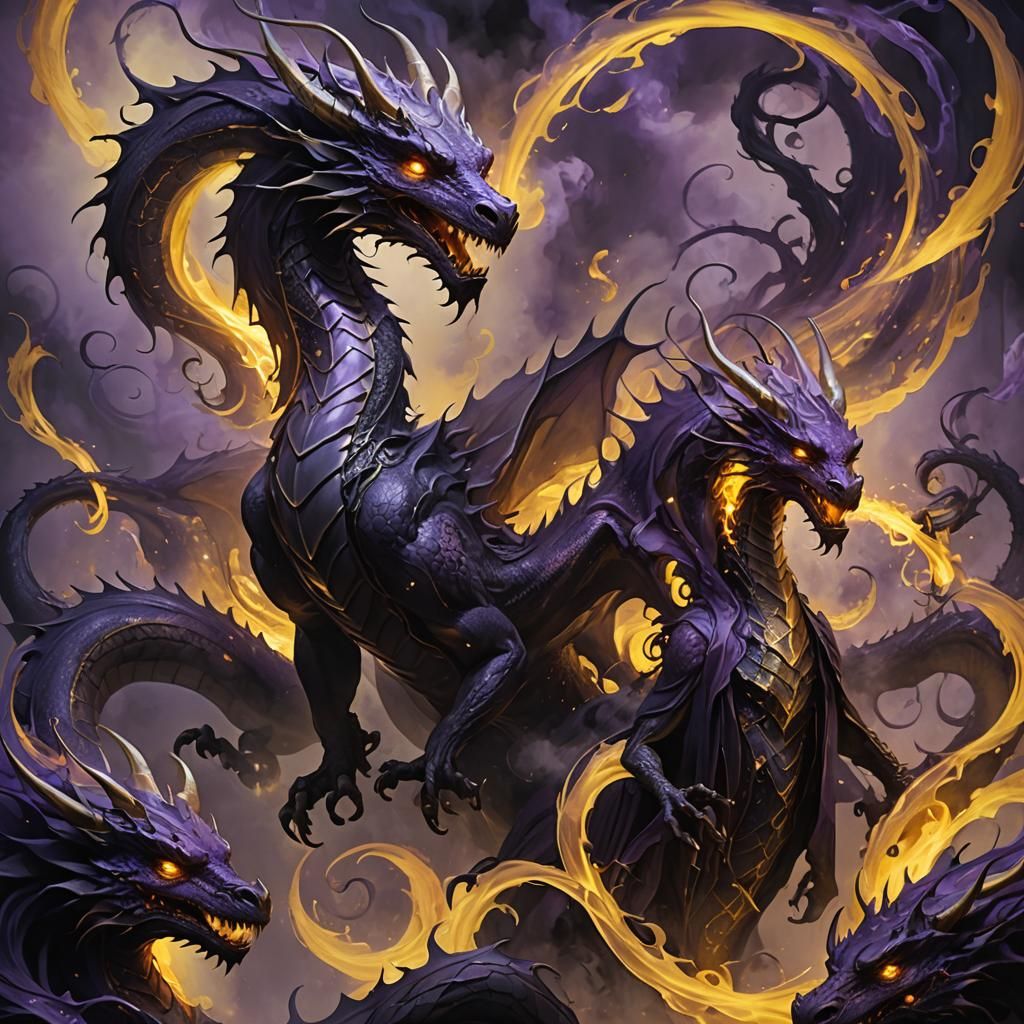 Ethereal Shadow Dragon in Dark Art Nouveau Style