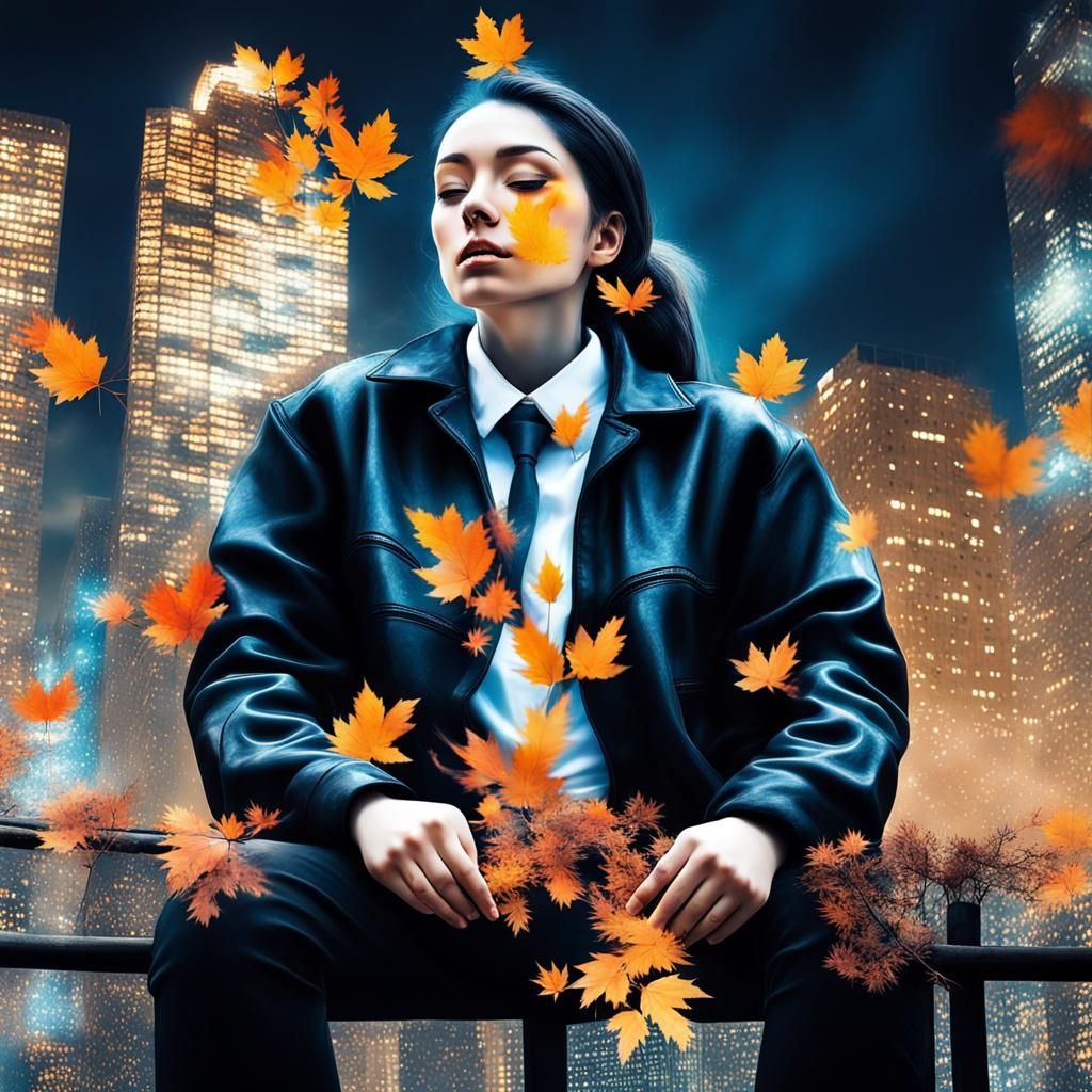 Angel Silhouette in Forest Double Exposure Art