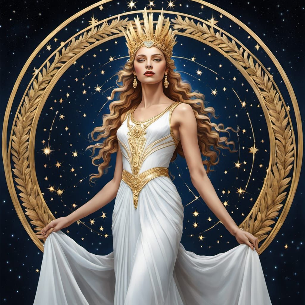 Virgo Goddess in Art Deco Style