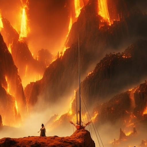 Epic Fire and Wind Digital Matte Painting