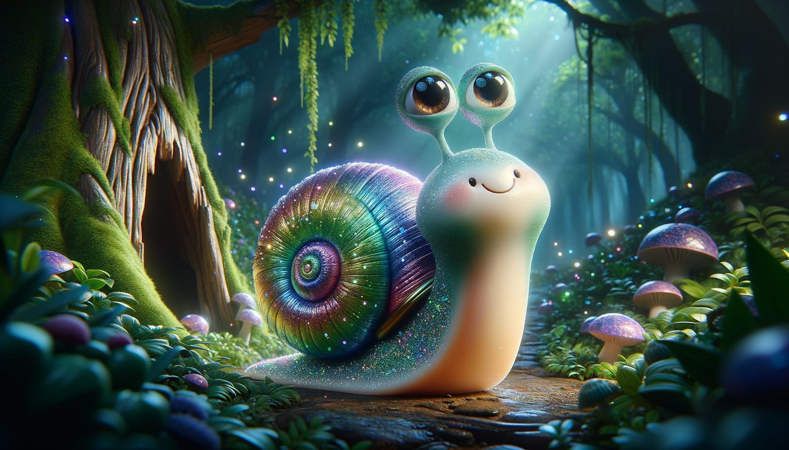 Rainbow Snail in Mystical Forest, Fairycore Style