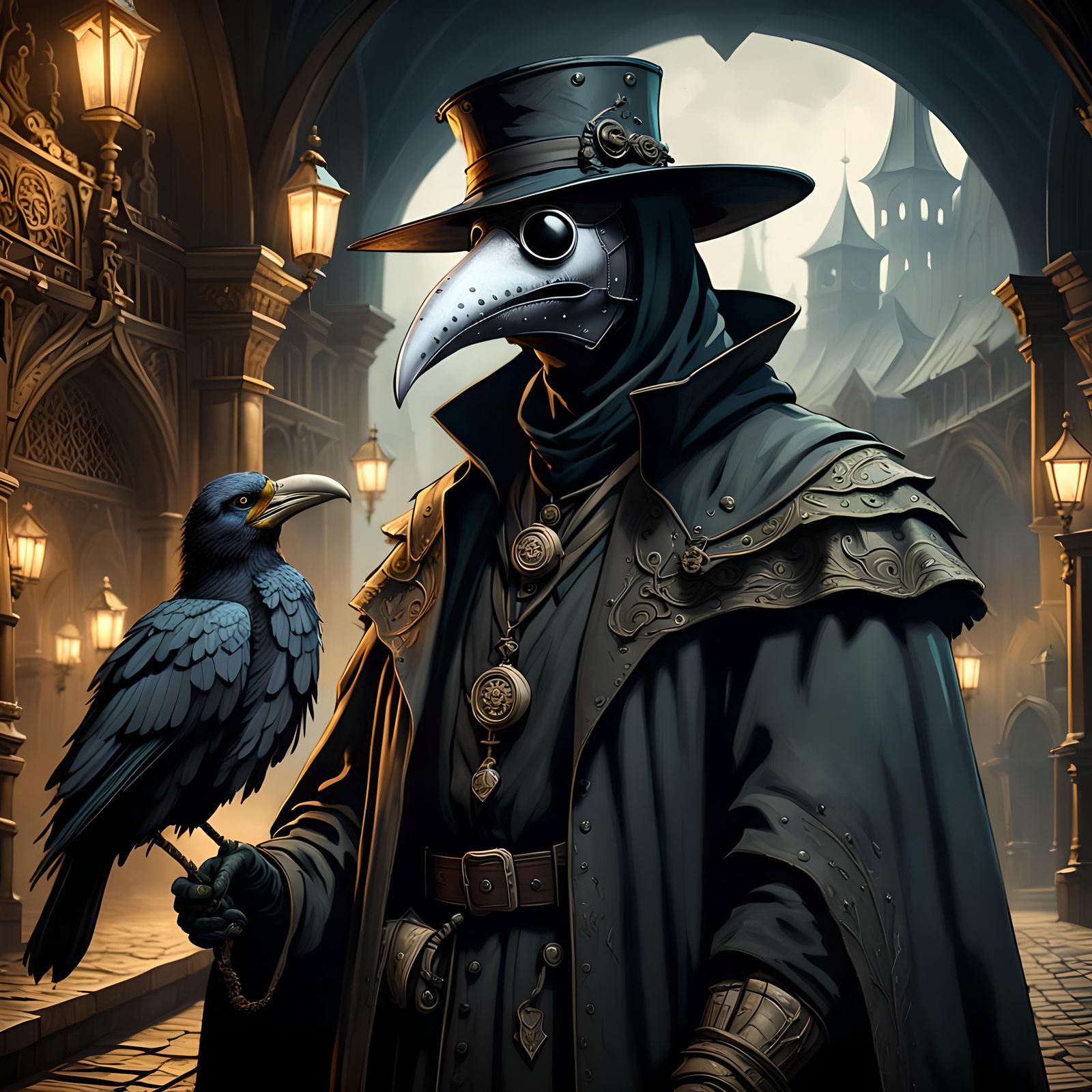Plague Doctor Portrait in Dark Fantasy Style