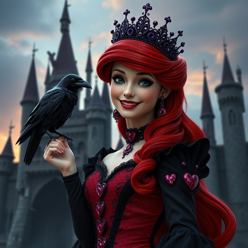 Dark Ariel: A Haunting Disney Queen in Victorian Gothic Styl...