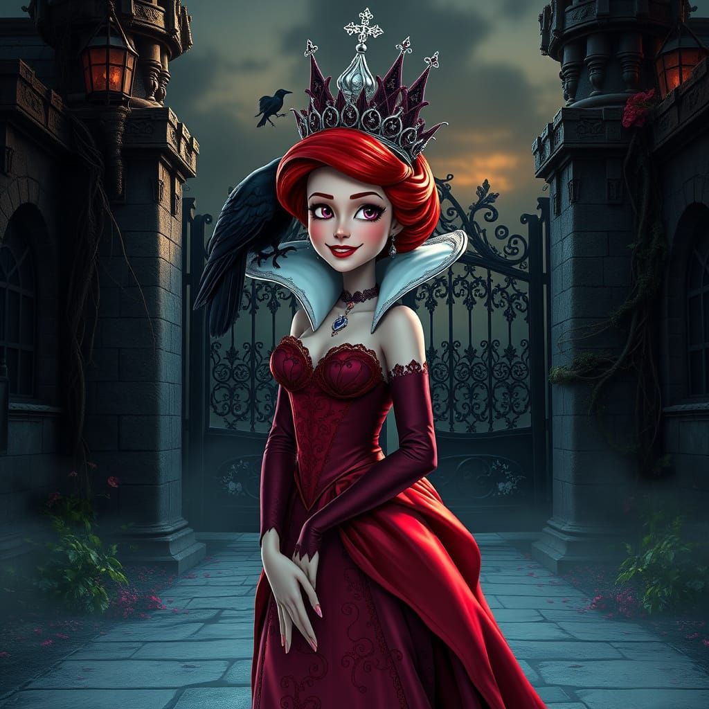 Evil Queen Ariel in Dark Gothic Castle
