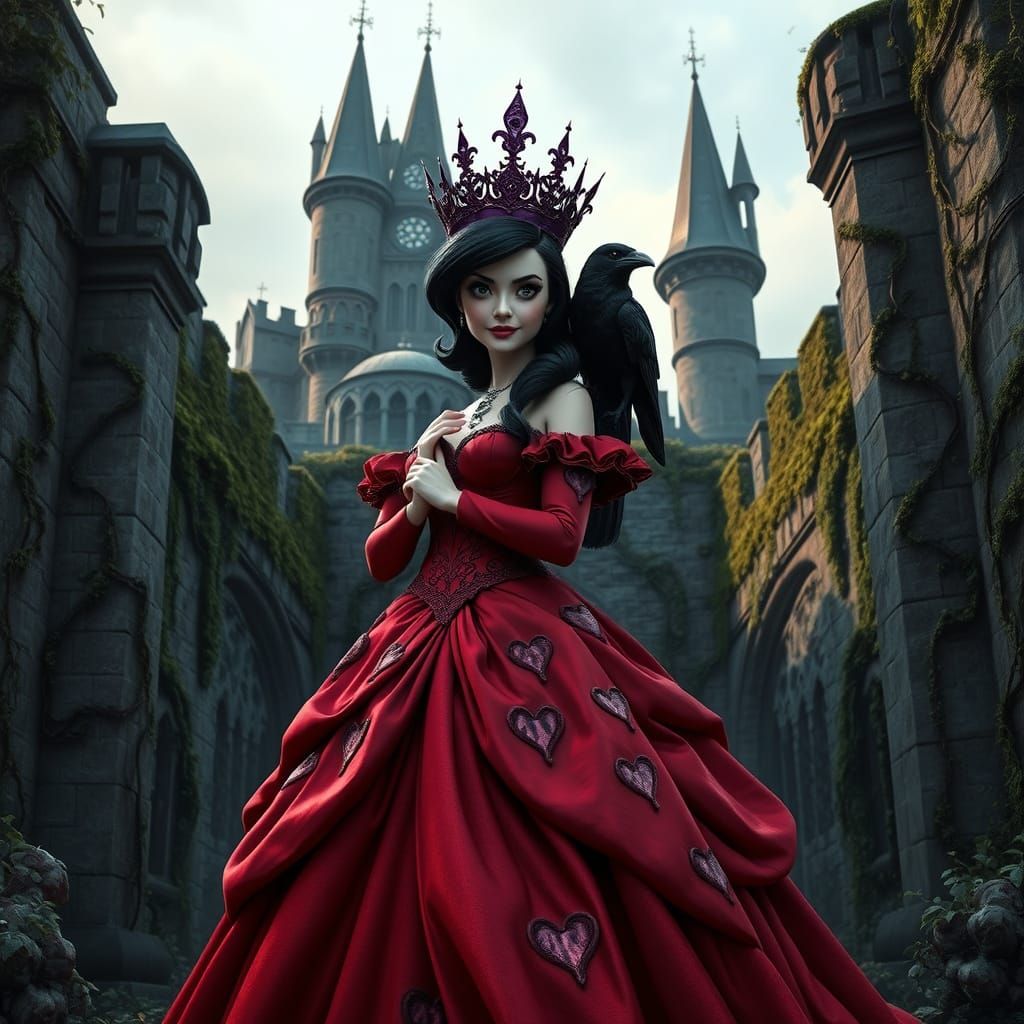 Evil Queen Ariel in Dark Victorian Red Gown