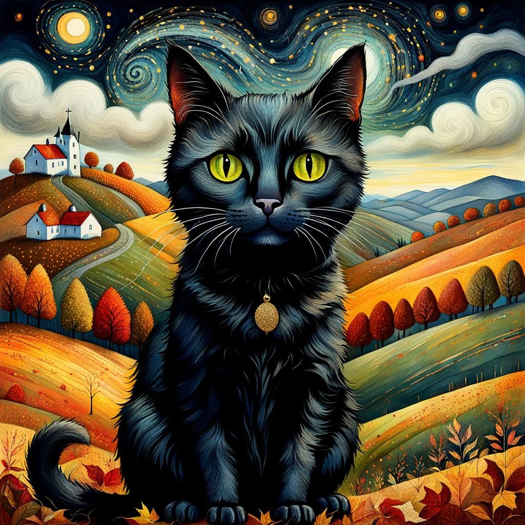 Art Brut Folk Art Cat on Windy Hill