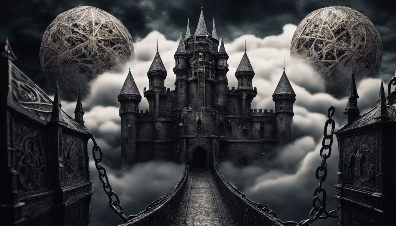 Hellraiser Cityscape with Chains and Castle