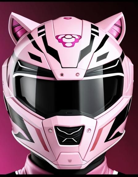 Pink Tiger Power Rangers Helmet with Facial Features