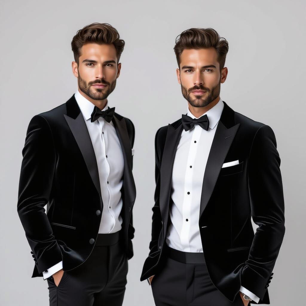 Elegant Man in Tuxedo with Diamond Jewelry